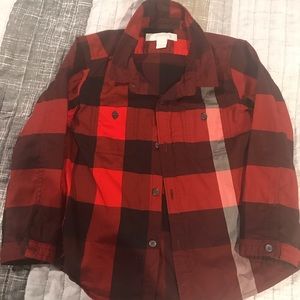COPY - Boy Burberry Bottom Down Check Stretch Shirt